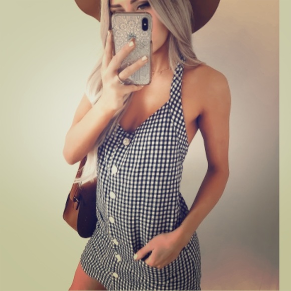 Vici Dresses & Skirts - Vici Gingham Button Linen Dress SZ S. Hemmed